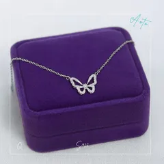 067N【フェミニン】バタフライ ダイヤネックレス 蝶 CZ S925 プラチナコーティング シルバー 上品 華奢 大人可愛い ご褒美 プレゼント ギフト フェミニン