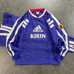 希少! ファン必見! 00s 2000's old adidas オールド アディダス サッカー 日本代表 旧エンブレム JFA KIRIN ウィンドブレーカー ピステ セットアップ 上下 トレーニングウェア 3ストライプ メンズ O