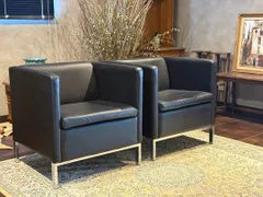 ②ブラック モダン 1人掛けソファ 1Pソファ 合皮レザー アンティーク SG