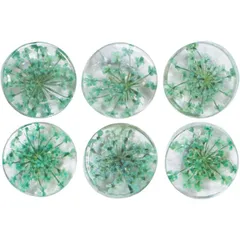 足つきボタン ドライフラワー【グリーン】6個入り 緑 花【16mm】手芸 樹脂製 可愛い おしゃれ きらきらぷんぷん丸 B-1204