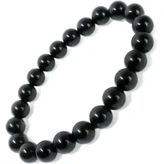 天然石ブレスレット 黒曜石 オブシディアン 8mm アクセサリー パワーストーン 魔除け 厄除け 浄化 集中 心の安定 BRS-008