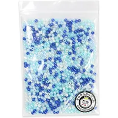 パールビーズ カラフル 3mm【ブルー系】青 約998粒 穴あり 両穴 樹脂 丸玉 光沢 大容量 お得セット ミックス 手芸用品 ハンドメイド きらきらぷんぷん丸 CB-070