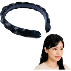 三つ編み カチューシャ【ブラック】 黒 ヘアアクセサリー 三編み 髪飾り 可愛い ヘアバンド ヘアアレンジ 編み込み きらきらぷんぷん丸 HEK-010