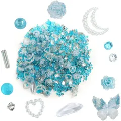 ネイルパーツ デコレーション【ライトブルーセット】ミックスセット 立体 3D ジュエリー 手芸 パール ラインストーン 薔薇 ランダム きらきらぷんぷん丸 NP-050