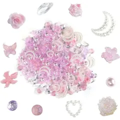 ネイルパーツ デコレーション【ピンクセット】ミックスセット 立体 3D ジュエリー 手芸 パール ラインストーン 薔薇 ランダム きらきらぷんぷん丸 NP-054