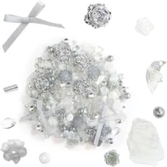 ネイルパーツ デコレーション【ホワイトセット】ミックスセット 立体 3D ジュエリー 手芸 パール ラインストーン 薔薇 ランダム きらきらぷんぷん丸 NP-055