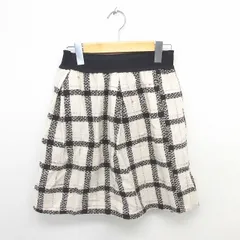 ロディスポット LODISPOTTO スカート フレア ひざ丈 格子柄 チェック ウール ラメ 2 アイボリー ブラウン 白 茶 /TT8