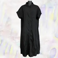 chocol raffine robe　ショコラ フィネ ローブ　ワンピース　ブラック　レディース　ポケット　襟付き　半袖　麻混　シャツワンピ