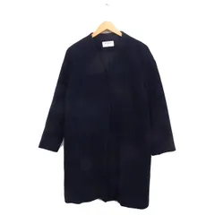 ブラック バイ マウジー BLACK by moussy ノーカラー コート アウター ロング 無地 メルトン ウール 2 ネイビー 紺 /FT42のサムネイル