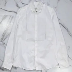 GOLDEN GOOSE DELUXE BRAND Tomorrowland取扱 L/Sシャツ ビブシャツ ビブフロント ドレスシャツ ロゴプリント パイピング S 比翼仕立て ホワイト イタリア製のサムネイル