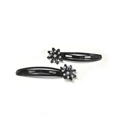 黒 パールビーズ付お花モチーフ装飾 メタルスリーピン 2個セット KYAC