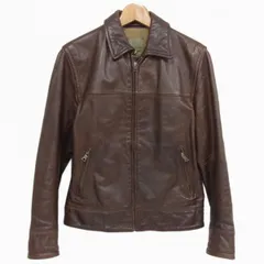 90年代◇BANANA REPUBLIC 00年 カウレザー ライダースジャケット スタンドカラー ダークブラウン バナナリパブリック 激シブ メンズ