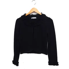 エムプルミエ M-Premier ニット カーディガン ボレロ フリルネック 無地 36 ブラック 黒 /FT27