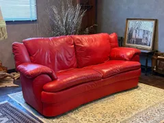 カウチソファ レッドソファ 3P モダン クラシック シンプル レザー IG