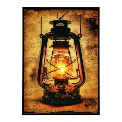 【B4サイズ(約25x36cm)】【lm-poster-4042】【フレーム付き】ランタン キャンプ 明かり ランプ グランピング レトロ ビンテージ ポスター イラスト