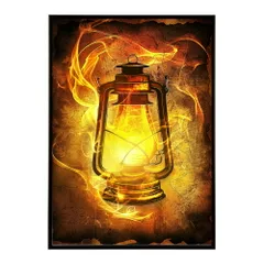 【A4サイズ(約21x30cm)】【lm-poster-4047】【フレーム付き】ランタン キャンプ 明かり ランプ グランピング レトロ ビンテージ ポスター イラスト