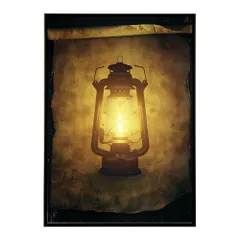 【A4サイズ(約21x30cm)】【lm-poster-4053】【フレーム付き】ランタン キャンプ 明かり ランプ グランピング レトロ ビンテージ ポスター イラスト