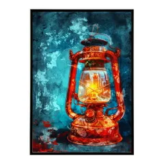 【B4サイズ(約25x36cm)】【lm-poster-4054】【フレーム付き】ランタン キャンプ 明かり ランプ グランピング レトロ ビンテージ ポスター イラスト