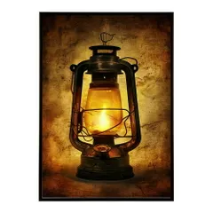 【B4サイズ(約25x36cm)】【lm-poster-4056】【フレーム付き】ランタン キャンプ 明かり ランプ グランピング レトロ ビンテージ ポスター イラスト