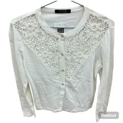 MADAM JOCONDE マダム ジョコンダ フロント刺繍 長袖 ニット カーディガン ホワイト 【MN64】 2000000295329