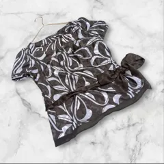 【ミッシェルクラン】（38）ブラウス シャツ 総柄 デザイン ウエストリボン