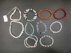 【TAKA61-25】◇未検品　『ブレスレット 10点セット』　まとめ売り　天然石　パール　シェル