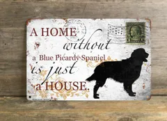 【Blue Picardy Spaniel/ブルー・ピカルディー・スパニエル】 メタルプレート メッセージ 犬 雑貨 グッズ アート ポスター おしゃれ インテリア 壁飾り アンティーク風 74