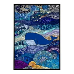 【A4サイズ（約21x30cm）】【lm-poster-4525】【フレーム付き】クジラ ホエール 海 魚 ブルー 青 ocean オーシャン アクア 水族館 イルカ 海洋 ポスター イラスト