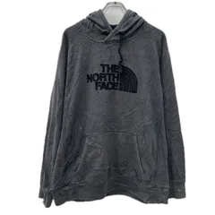 THE NORTH FACE ロゴスウェット パーカー XL ブラック グレー ザノースフェイス プルオーバー フーディー 刺繍ワンポイント 秋物 a712-6451
