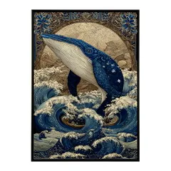 【A2サイズ（約42x59cm）】【lm-poster-4527】【フレーム付き】クジラ ホエール 海 魚 ブルー 青 ocean オーシャン アクア 水族館 イルカ 海洋 ポスター イラスト