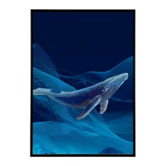 【B2サイズ（約51x73cm）】【lm-poster-4531】【フレーム付き】クジラ ホエール 海 魚 ブルー 青 ocean オーシャン アクア 水族館 イルカ 海洋 ポスター イラスト