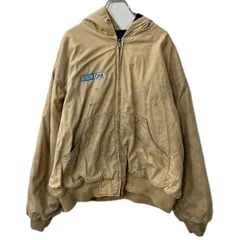 ダックジャケット 2XL ベージュ ジップアップ フーディー 中綿 刺繍ロゴ ワークウェア アウター 冬物 a712-6472