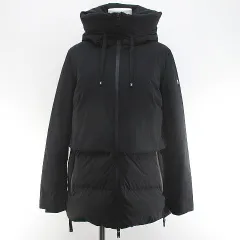 デュノ DUNO ダウン パーカー ジャケット 40 黒系 ブラック ダブルジップ ロゴ 金具 裏地