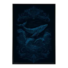 【A4サイズ（約21x30cm）】【lm-poster-4547】【フレーム付き】クジラ ホエール 海 魚 ブルー 青 ocean オーシャン アクア 水族館 イルカ 海洋 ポスター イラスト