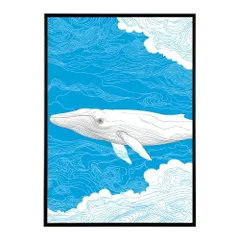 【B4サイズ（約25x36cm）】【lm-poster-4551】【フレーム付き】クジラ ホエール 海 魚 ブルー 青 ocean オーシャン アクア 水族館 イルカ 海洋 ポスター イラスト