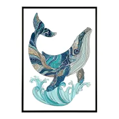 【B3サイズ（約36x51cm）】【lm-poster-4554】【フレーム付き】クジラ ホエール 海 魚 ブルー 青 ocean オーシャン アクア 水族館 イルカ 海洋 ポスター イラスト