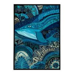 【A4サイズ（約21x30cm）】【lm-poster-4560】【フレーム付き】クジラ ホエール 海 魚 ブルー 青 ocean オーシャン アクア 水族館 イルカ 海洋 ポスター イラスト
