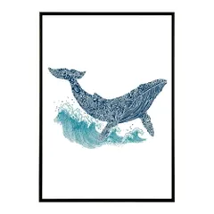 【A3サイズ（約30×42cm）】【lm-poster-4562】【フレーム付き】クジラ ホエール 海 魚 ブルー 青 ocean オーシャン アクア 水族館 イルカ 海洋 ポスター イラスト