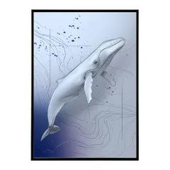【A4サイズ（約21x30cm）】【lm-poster-4567】【フレーム付き】クジラ ホエール 海 魚 ブルー 青 ocean オーシャン アクア 水族館 イルカ 海洋 ポスター イラスト