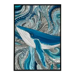 【B3サイズ（約36x51cm）】【lm-poster-4568】【フレーム付き】クジラ ホエール 海 魚 ブルー 青 ocean オーシャン アクア 水族館 イルカ 海洋 ポスター イラスト