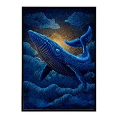 【A3サイズ（約30×42cm）】【lm-poster-4584】【フレーム付き】クジラ ホエール 海 魚 ブルー 青 ocean オーシャン アクア 水族館 イルカ 海洋 ポスター イラスト