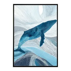 【B1サイズ（約73x103cm）】【lm-poster-4588】【フレーム付き】クジラ ホエール 海 魚 ブルー 青 ocean オーシャン アクア 水族館 イルカ 海洋 ポスター イラスト