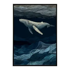 【B4サイズ（約25x36cm）】【lm-poster-4591】【フレーム付き】クジラ ホエール 海 魚 ブルー 青 ocean オーシャン アクア 水族館 イルカ 海洋 ポスター イラスト