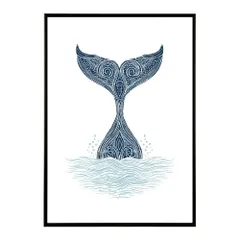 【B4サイズ（約25x36cm）】【lm-poster-4593】【フレーム付き】クジラ ホエール 海 魚 ブルー 青 ocean オーシャン アクア 水族館 イルカ 海洋 ポスター イラスト