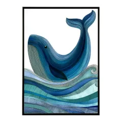 【A4サイズ（約21x30cm）】【lm-poster-4603】【フレーム付き】クジラ ホエール 海 魚 ブルー 青 ocean オーシャン アクア 水族館 イルカ 海洋 ポスター イラスト