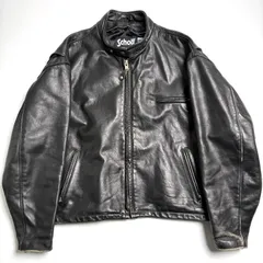 【米国製】Schott レザー ライダースジャケット 黒 54 キングサイズ 641 シングル