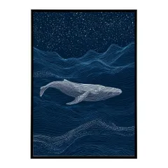 【B4サイズ（約25x36cm）】【lm-poster-4604】【フレーム付き】クジラ ホエール 海 魚 ブルー 青 ocean オーシャン アクア 水族館 イルカ 海洋 ポスター イラスト