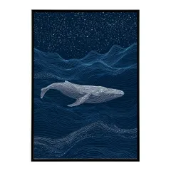 【B3サイズ（約36x51cm）】【lm-poster-4604】【フレーム付き】クジラ ホエール 海 魚 ブルー 青 ocean オーシャン アクア 水族館 イルカ 海洋 ポスター イラスト