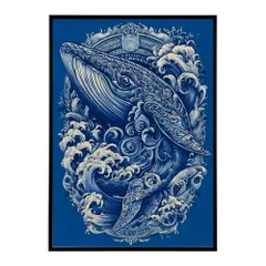 【B4サイズ（約25x36cm）】【lm-poster-4606】【フレーム付き】クジラ ホエール 海 魚 ブルー 青 ocean オーシャン アクア 水族館 イルカ 海洋 ポスター イラスト