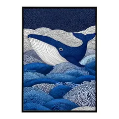 【A0サイズ（約84x119cm）】【lm-poster-4608】【フレーム付き】クジラ ホエール 海 魚 ブルー 青 ocean オーシャン アクア 水族館 イルカ 海洋 ポスター イラスト